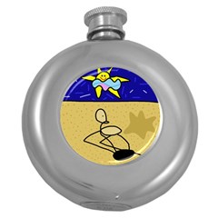 Sunbathing Round Hip Flask (5 Oz) by Valentinaart