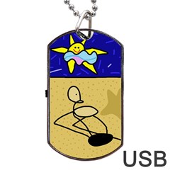 Sunbathing Dog Tag Usb Flash (two Sides)  by Valentinaart