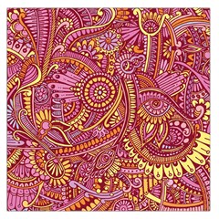 Pink Yellow Hippie Flower Pattern Zz0106 Large Satin Scarf (square) by Zandiepants