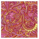 Pink Yellow Hippie Flower Pattern Zz0106 Large Satin Scarf (Square) Front