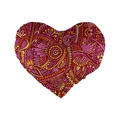 Pink Yellow Hippie Flower Pattern Zz0106 Standard 16  Premium Heart Shape Cushion 