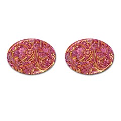 Pink Yellow Hippie Flower Pattern Zz0106 Cufflinks (oval) by Zandiepants