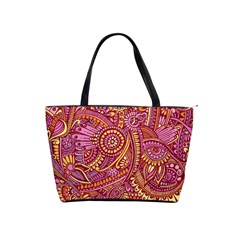 Pink Yellow Hippie Flower Pattern Zz0106 Classic Shoulder Handbag by Zandiepants