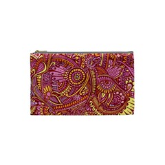 Pink Yellow Hippie Flower Pattern Zz0106 Cosmetic Bag (small) by Zandiepants