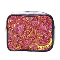 Pink Yellow Hippie Flower Pattern Zz0106 Mini Toiletries Bag (one Side) by Zandiepants