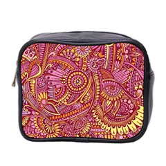 Pink Yellow Hippie Flower Pattern Zz0106 Mini Toiletries Bag (two Sides) by Zandiepants