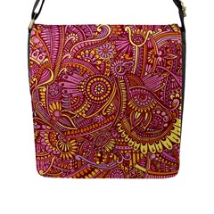 Pink Yellow Hippie Flower Pattern Zz0106 Flap Closure Messenger Bag (l) by Zandiepants