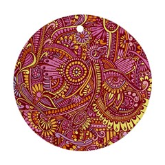 Pink Yellow Hippie Flower Pattern Zz0106 Ornament (round) by Zandiepants