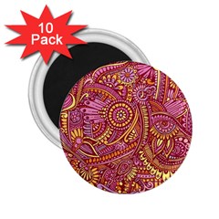 Pink Yellow Hippie Flower Pattern Zz0106 2 25  Magnet (10 Pack) by Zandiepants