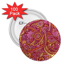 Pink Yellow Hippie Flower Pattern Zz0106 2 25  Button (100 Pack)