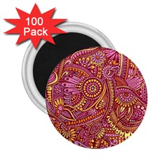 Pink Yellow Hippie Flower Pattern Zz0106 2 25  Magnet (100 Pack)  by Zandiepants