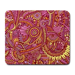 Pink Yellow Hippie Flower Pattern Zz0106 Large Mousepad by Zandiepants