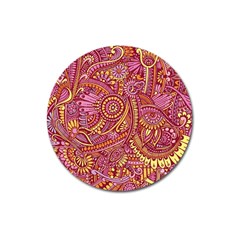 Pink Yellow Hippie Flower Pattern Zz0106 Magnet 3  (round) by Zandiepants