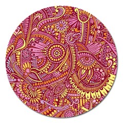 Pink Yellow Hippie Flower Pattern Zz0106 Magnet 5  (round) by Zandiepants