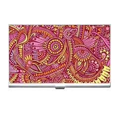 Pink Yellow Hippie Flower Pattern Zz0106 Business Card Holder by Zandiepants