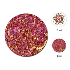 Pink Yellow Hippie Flower Pattern Zz0106 Playing Cards (round) by Zandiepants