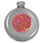 Pink Yellow Hippie Flower Pattern Zz0106 Hip Flask (5 oz) Front