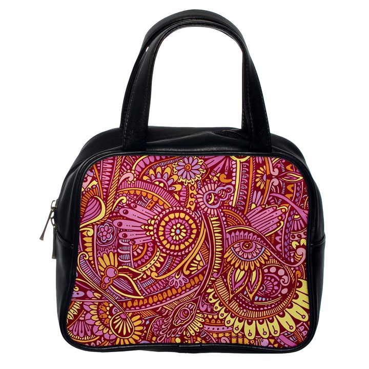 Pink Yellow Hippie Flower Pattern Zz0106 Classic Handbag (One Side)