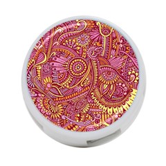 Pink Yellow Hippie Flower Pattern Zz0106 4-port Usb Hub (two Sides) by Zandiepants