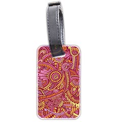 Pink Yellow Hippie Flower Pattern Zz0106 Luggage Tag (two Sides) by Zandiepants