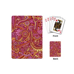 Pink Yellow Hippie Flower Pattern Zz0106 Playing Cards (mini) by Zandiepants