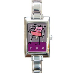 Sponge Girl Rectangle Italian Charm Watch