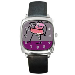 Sponge Girl Square Metal Watch