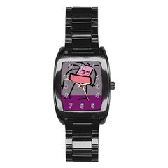 Sponge Girl Stainless Steel Barrel Watch