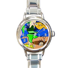 Aquarium  Round Italian Charm Watch by Valentinaart