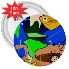 Aquarium  3  Buttons (100 Pack) 