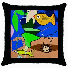 Aquarium  Throw Pillow Case (black)