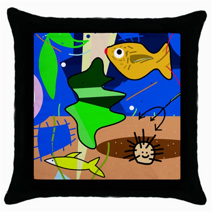 Aquarium  Throw Pillow Case (Black)