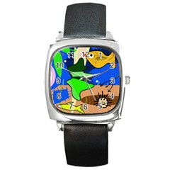 Aquarium  Square Metal Watch