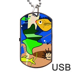 Aquarium  Dog Tag Usb Flash (one Side) by Valentinaart