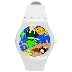 Aquarium  Round Plastic Sport Watch (m)