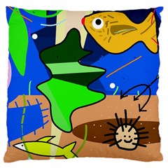 Aquarium  Large Cushion Case (two Sides) by Valentinaart