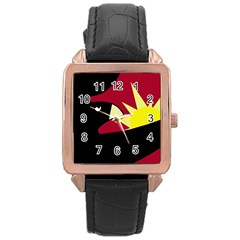 Eagle Rose Gold Leather Watch 