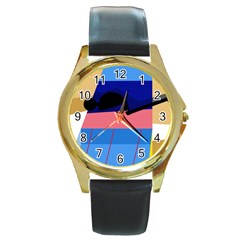 Jumping Round Gold Metal Watch