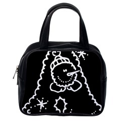 Funny Snowball Doodle Black White Classic Handbags (one Side) by yoursparklingshop