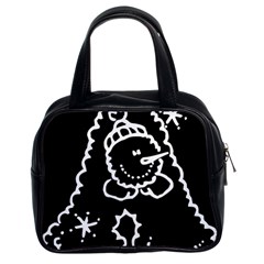 Funny Snowball Doodle Black White Classic Handbags (2 Sides)