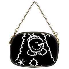 Funny Snowball Doodle Black White Chain Purses (one Side) 