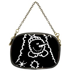 Funny Snowball Doodle Black White Chain Purses (two Sides) 