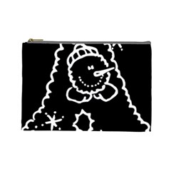 Funny Snowball Doodle Black White Cosmetic Bag (large)  by yoursparklingshop