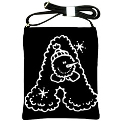 Funny Snowball Doodle Black White Shoulder Sling Bags by yoursparklingshop