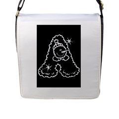 Funny Snowball Doodle Black White Flap Messenger Bag (l) 