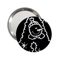 Funny Snowball Doodle Black White 2 25  Handbag Mirrors