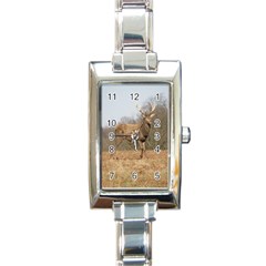 Red Deer Stag on a Hill Rectangle Italian Charm Watch