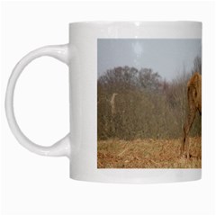 Red Deer Stag On A Hill White Mugs by GiftsbyNature