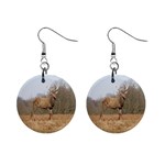 Red Deer Stag on a Hill Mini Button Earrings Front