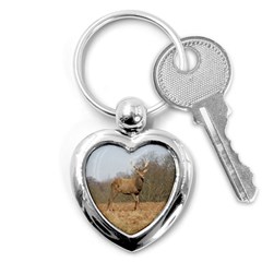 Red Deer Stag On A Hill Key Chains (heart) 